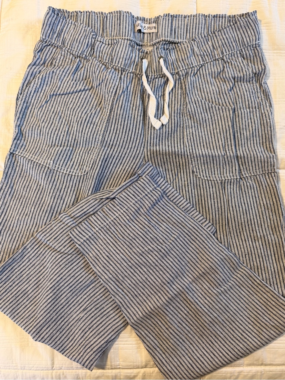 Striped Blue & White Drawstring Lounge Pants